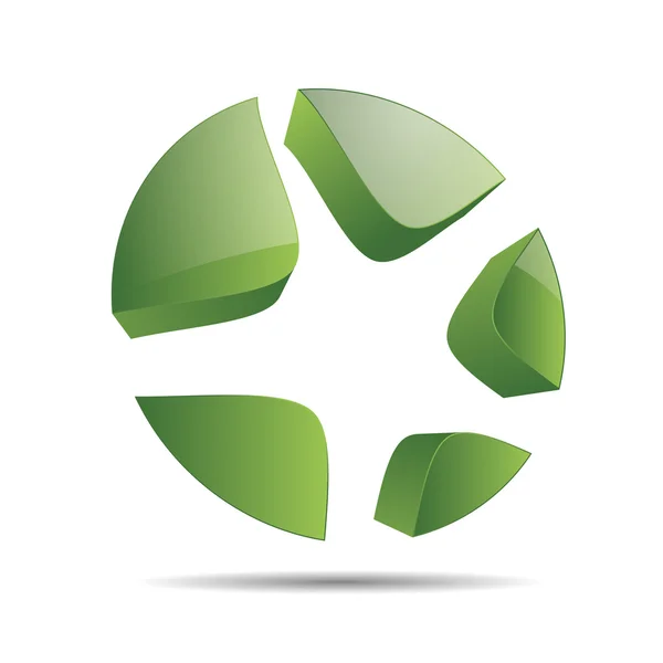3 d の抽象的な緑の自然木エコ スター ヒトデ クリスマス テンプレート デザイン アイコン ロゴの商標 — ストックベクタ