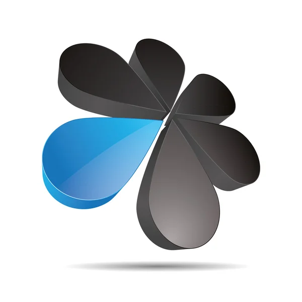 3D astratto goccia fiore circolare blu mare cielo rotondo sole girasole simbolo corporate design icona logo marchio — Vettoriale Stock
