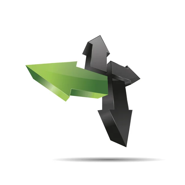 3D abstract arrow green wood bio öko direction cross symbol corporate design icon logo trademark — Διανυσματικό Αρχείο