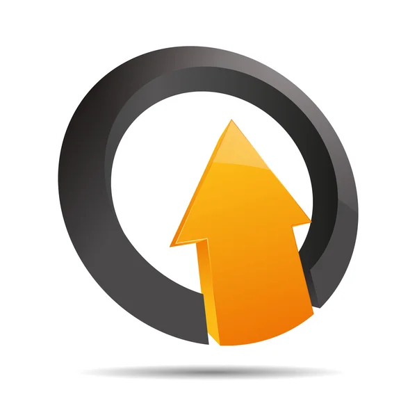 3D astratto freccia arancione sole direzione anello angolare rialzo simbolo corporate design icona logo marchio — Vettoriale Stock
