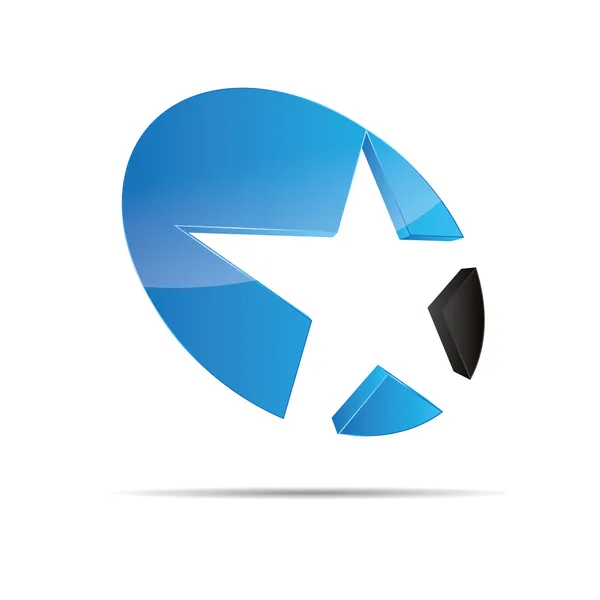 3D abstracto azul agua océano estrella estrella de mar navidad plantilla diseño icono logotipo marca — Vector de stock