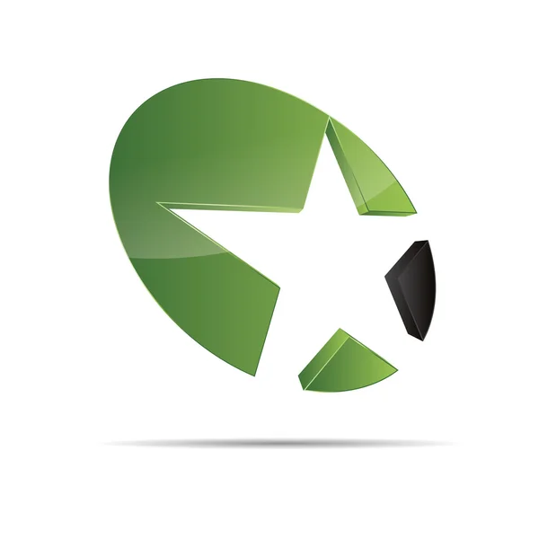 3D abstract green nature wood eco star starfish christmas template design icon logo trademark — Stock Vector