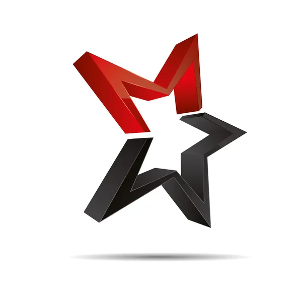 3D abstracto estrella roja estrella de mar navidad plantilla diseño icono logotipo marca — Vector de stock