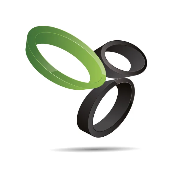 3D abstracto corporativo verde naturaleza eco bio madera oval redondo caramelo perla diseño icono logotipo marca — Vector de stock