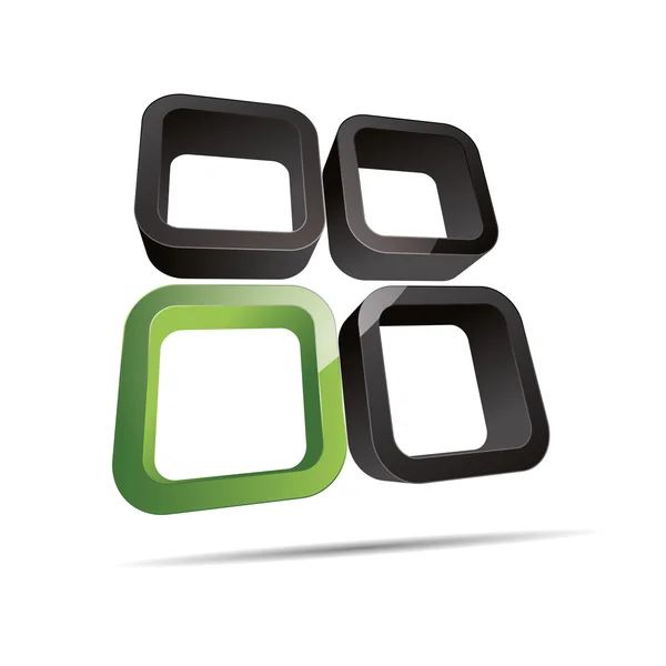 3D abstracto corporativo verde eco bio naturaleza redondo cubo ventana diseño icono logotipo marca — Archivo Imágenes Vectoriales