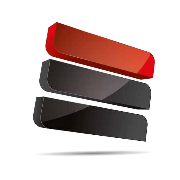 3D abstraktní firemní červený tuhé obdélník krychle linie plachtu design ikony logo ochranná známka — Stockový vektor