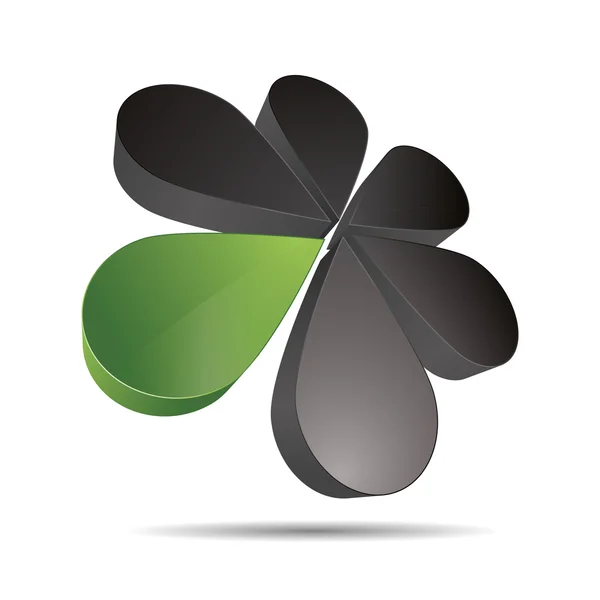 3D abstracto goteo flor circular verde naturaleza redonda sol girasol símbolo diseño corporativo icono logotipo marca — Vector de stock