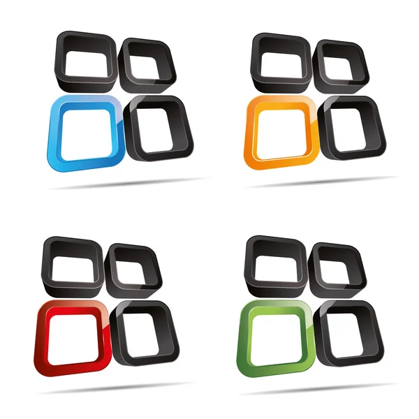 3D soyut yuvarlak küp pencere delik sembolü kurumsal tasarım simgesi logo marka ayarla — Stok Vektör
