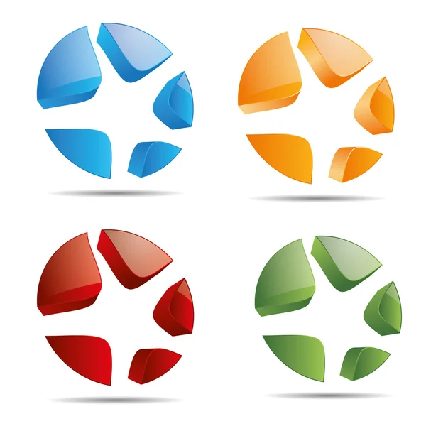 Conjunto abstracto 3D estrella de mar estrella de mar estrella de mar conjunto símbolo diseño corporativo icono logotipo marca — Archivo Imágenes Vectoriales