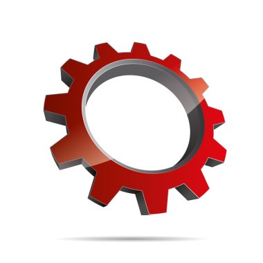 3D soyutlama pinyon tekerlekli kırmızı motor mühendislik metal kurumsal logo tasarım simgesini işaret