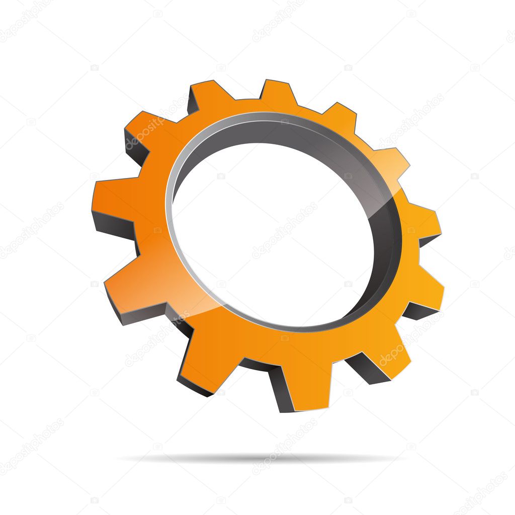 3D abstraction pinion sun wheel red motor engineering metal corporate logo design icon sign