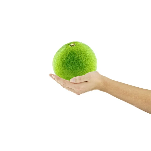 有机波蜜柚水果手手指抓住饮食食谱孤立的健康沙拉素食食谱饮食 — 图库照片