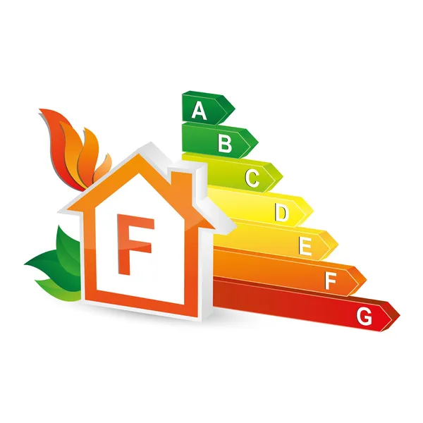 Clase de energía energieberatung gráfico de barras eficiencia calificación electrodomésticos consumo medio ambiente logotipo — Vector de stock