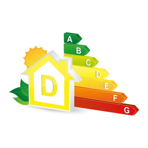 Clase de energía energieberatung gráfico de barras eficiencia calificación electrodomésticos consumo medio ambiente logotipo — Vector de stock