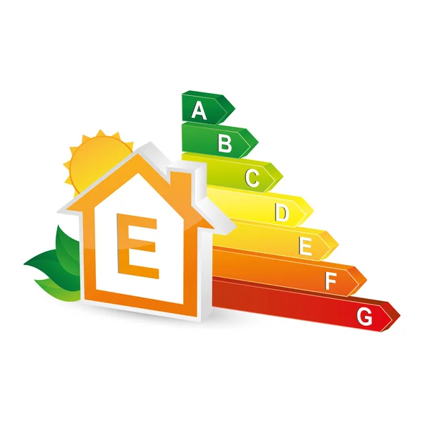 Energy class energieberatung bar chart efficiency rating electrical appliances consuming environment logo — Stock Vector