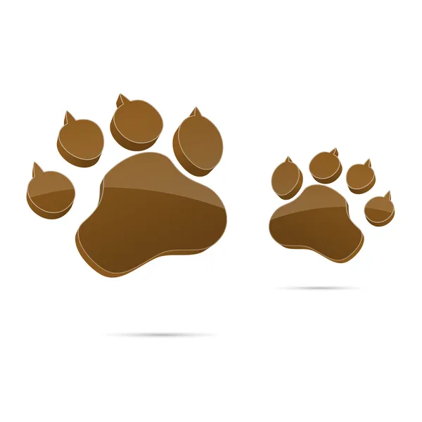 3D Animal Paw pet wolf paw paw vector bear footprint animal paw cat paw fingerprint impression — Stock Vector