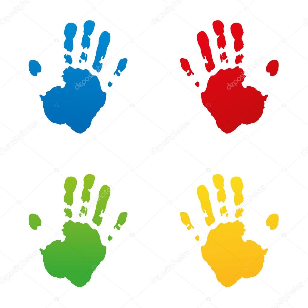 set handprint footprint fingerprint vector hand kidshand stamp kidsgarden child