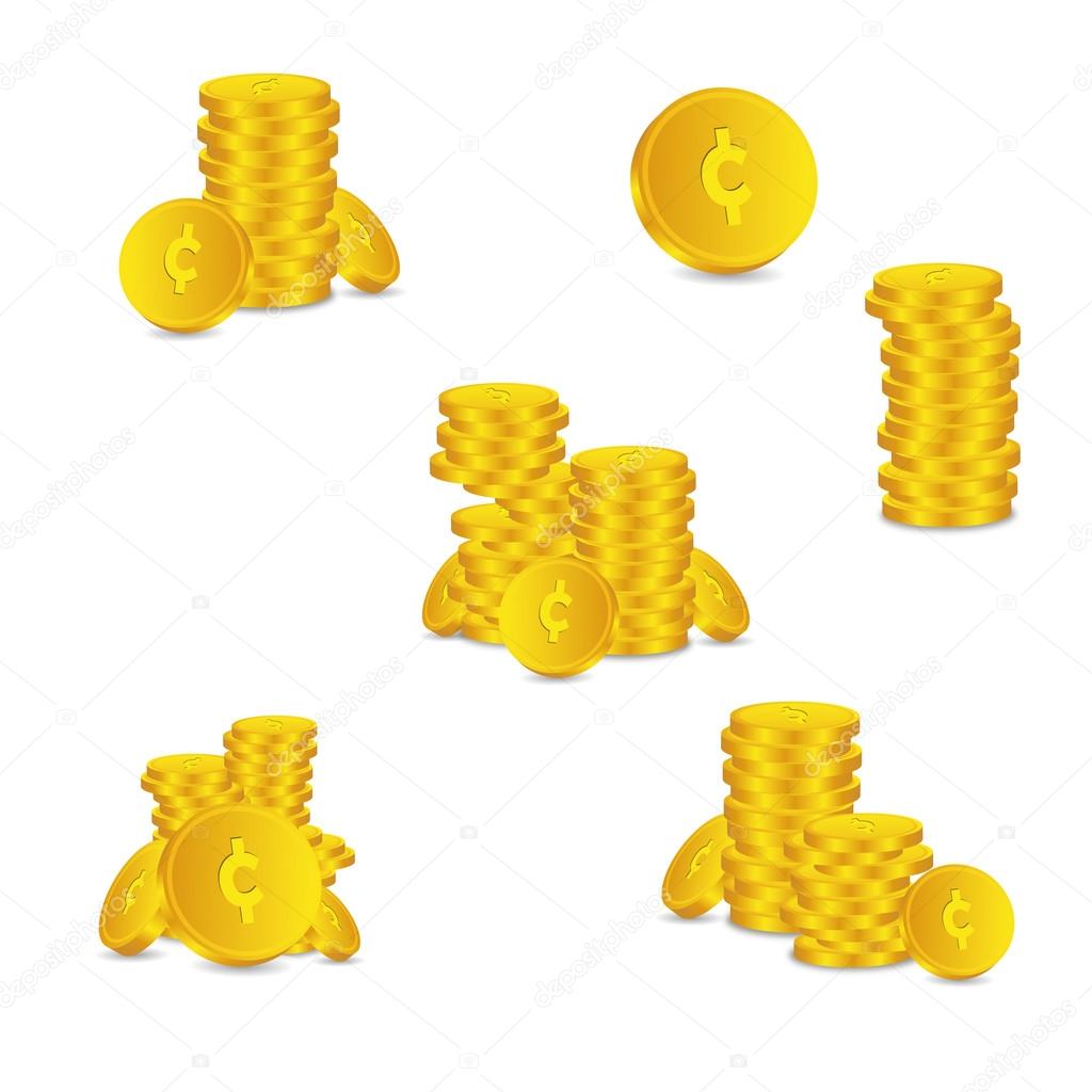 Bank credit set coin capital credits gold money euro tal vector rewarding sweetheart symbol credit
