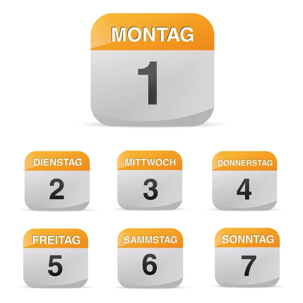 Calendario set icona simbolo mese anno calendario foglio kalendarium compleanno ufficio diario — Vettoriale Stock
