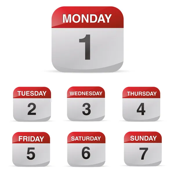 Kalendarz ustawić ikonę symbolu miesiąc roku kalendarz arkusz kalendarium urodziny wakacje biuro dziennik — Wektor stockowy