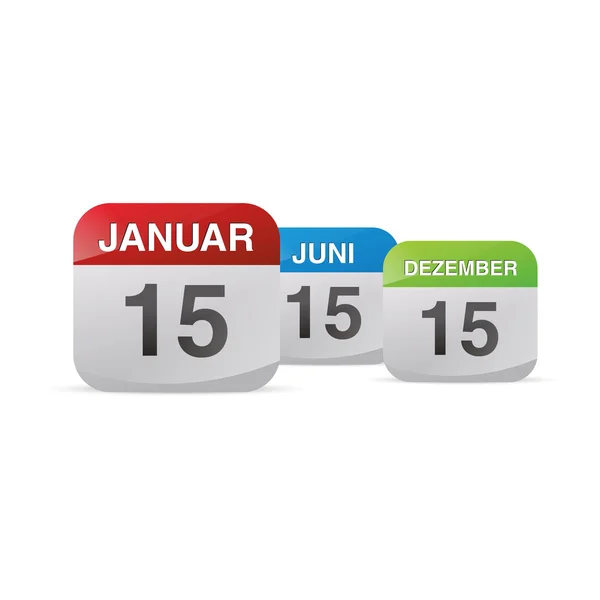 Calendario set icona simbolo mese anno calendario foglio kalendarium compleanno ufficio diario — Vettoriale Stock