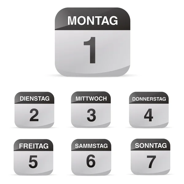 Kalender Set Symbol Symbol Monat Jahr Kalenderblatt Kalendarium Geburtstag Urlaub Büro Tagebuch — Stockvektor