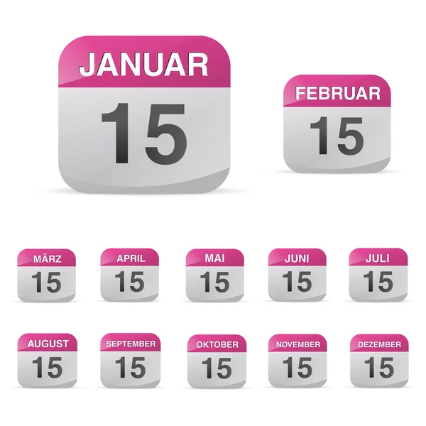 Calendar set icon symbol month year calendar sheet kalendarium birthday holiday office diary — Stock Vector