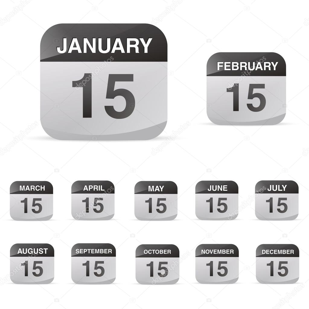 calendar set icon symbol month year calendar sheet kalendarium birthday holiday office diary