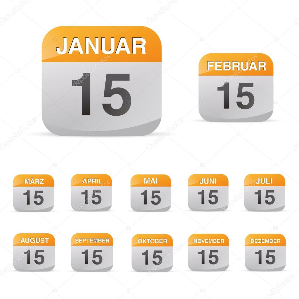 Calendar set icon symbol month year calendar sheet kalendarium birthday holiday office diary