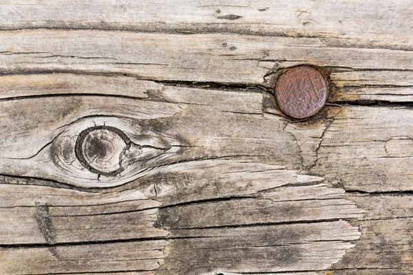 Wood pattern texture tree structure rusted nail knot old hardwood wood grain material — Stock Photo, Image