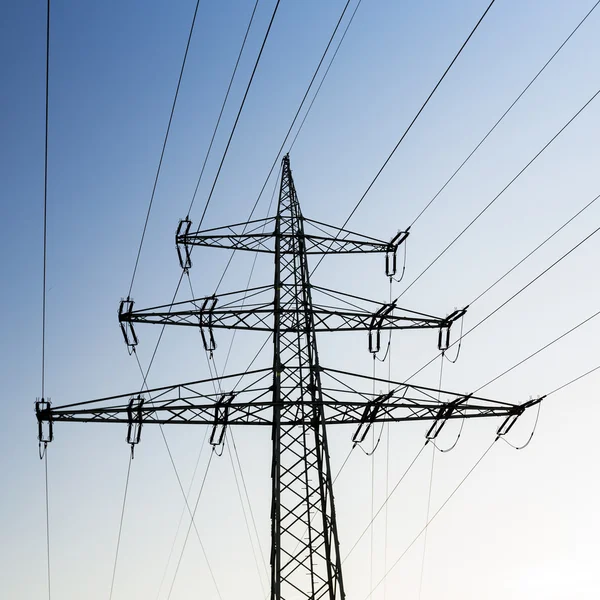 Electricity pylon high voltage line current electricity energy power electricity costs überlandleitung — Stock Photo, Image