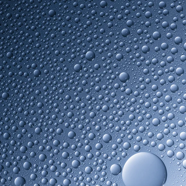 Water drops beading nano effect tau lotuseffekt blue sealer repels rain deflector — Stock Photo, Image