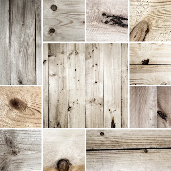 Struttura albero nodo set collage legno bordo modello vecchio legno grana texture legno duro anno anelli — Foto Stock