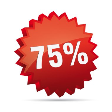 75 percent 3D Discount advertising action button badge bestseller percent free shop sale clipart