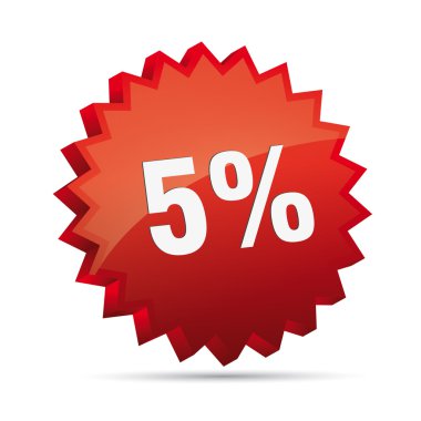 5 five percent reduced Discount advertising action button badge bestseller free shop sale clipart