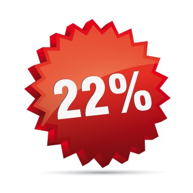 22 twenty-second percent reduced Discount advertising action button badge bestseller free sale clipart