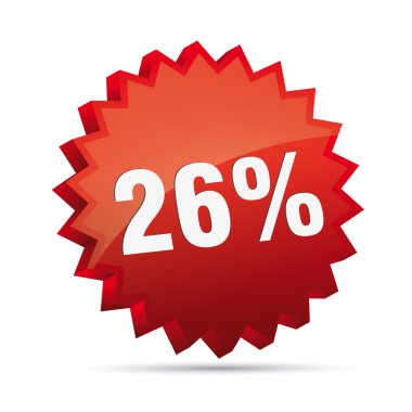 26 twenty-sixth percent reduced Discount advertising action button badge bestseller free clipart