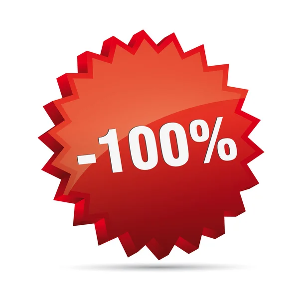 Minus 100% 3D Reducere de publicitate butonul de acțiune insignă bestseller% vânzare magazin gratuit — Vector de stoc