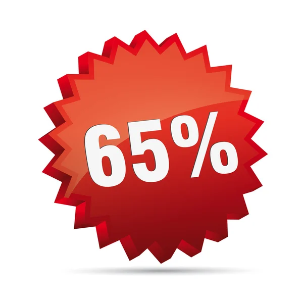 65 procent 3D-korting reclame actie knop badge bestseller procent gratis winkel koop — Stockvector