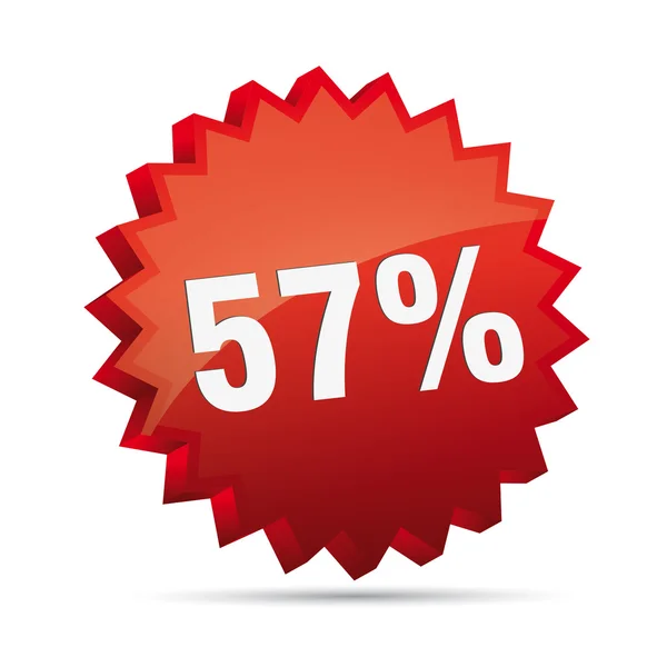 57 pour cent 3D Discount publicité bouton action badge best-seller pour cent vente boutique gratuite — Image vectorielle