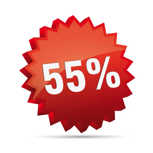 55 por cento 3D desconto publicidade botão de ação crachá bestseller por cento livre loja venda —  Vetores de Stock