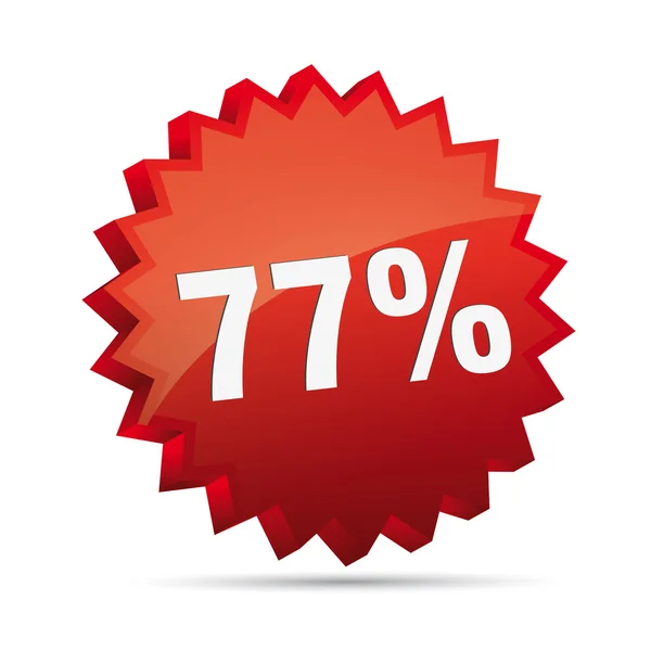 77 procent 3d sleva reklamní akce tlačítko odznak bestselleru procenta volného shop prodej — Stockový vektor