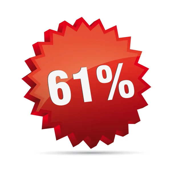 61 процент 3D Скидка реклама действия кнопки бестселлер значок процент бесплатной продажи магазина — стоковый вектор