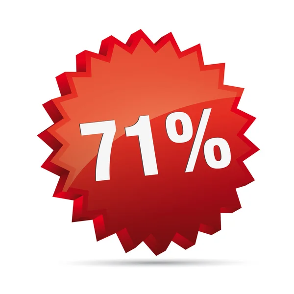 71 Prozent 3D-Rabatt-Werbung Aktionstaste Abzeichen Bestseller Prozent freier Verkauf — Stockvektor