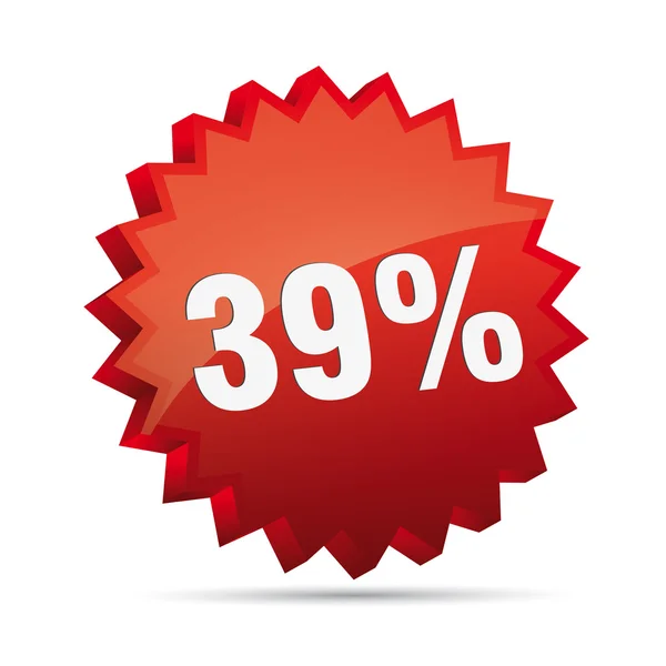 39 trente-neuf pour cent réduit Discount publicité bouton action badge best-seller boutique vente — Image vectorielle