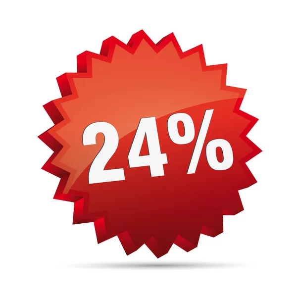 24 vigésimo cuarto por ciento reducido Descuento botón de acción publicitaria insignia bestseller gratis — Vector de stock