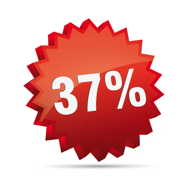 37 siete-séptimo por ciento de descuento reducido 3D botón de acción publicitaria insignia bestseller tienda venta — Vector de stock