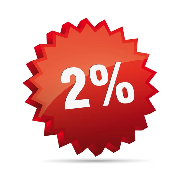 2 dos por ciento de descuento reducido 3D botón de acción publicitaria insignia bestseller por ciento de venta tienda gratuita — Vector de stock