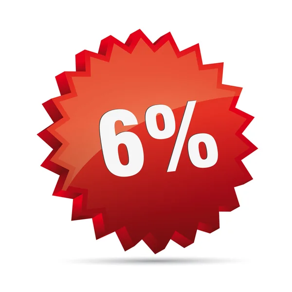 6 six pour cent réduit Discount publicité bouton action badge best-seller pour cent vente boutique gratuite — Image vectorielle