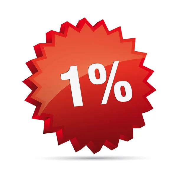 1 one percent Reduced 3D Discount advertising action button badge bestseller free shop sale — Stockový vektor